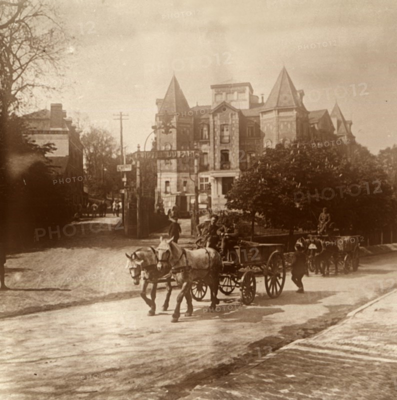 Horse-drawn ambulance, Belgium, c1914-c1918. Artist: Unknown.