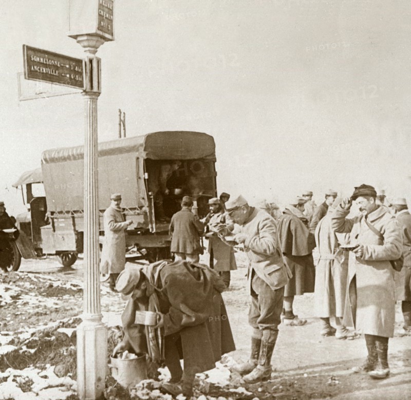 Mobile kitchen on the Voie Sacrée, Verdun, northern France, c1914-c1918.  Artist: Unknown.