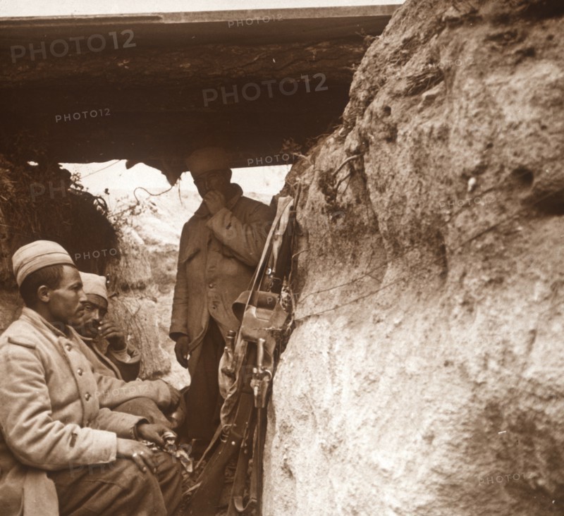 North African infantry in trenches, c1914-c1918. Artist: Unknown.