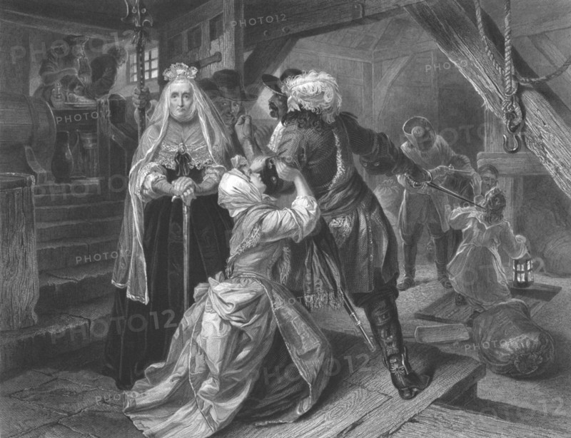 Arrest of Alice Lisle for sheltering fugitives from the Battle of Sedgemoor, 1685, (c1864). Artist: Frederick Heath.