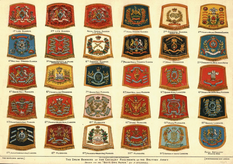 'The Drum Banners of the Cavalry Regiments of the British Army', 1902. Artist: Unknown.