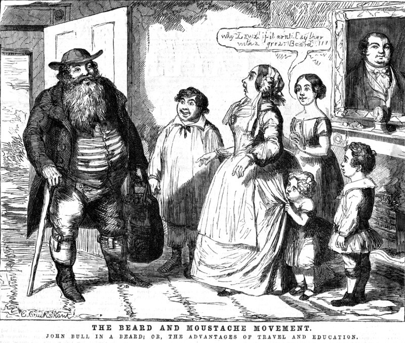 'The Beard and Moustache Movement', 1854. Artist: George Cruikshank.