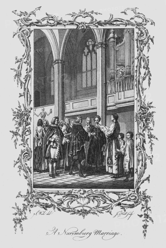 'A Nuremburg Marriage', late 18th century. Artist: J Hall.
