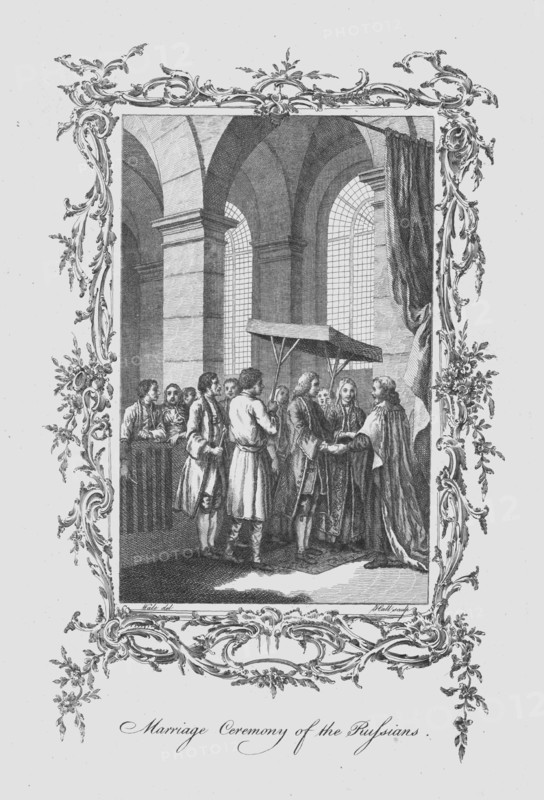 'Marriage Ceremony of the Russians', late 18th century. Artist: J Hall.