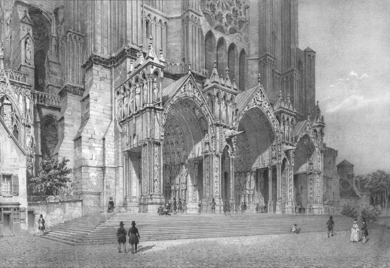 Chartres Cathedral, northern France, c1830s. Artists: Jean Jacottet, Philippe Benoist.