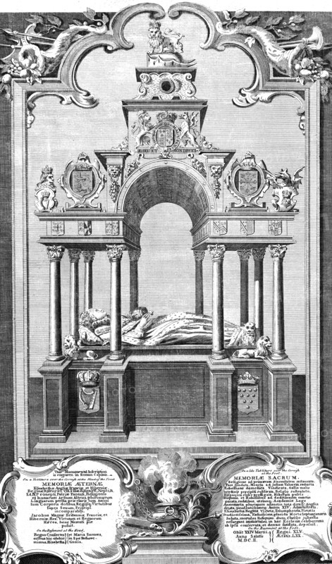 'The Monument of Queen Elizabeth in Westminster Abbey', 1786. Artist: John Goldar.