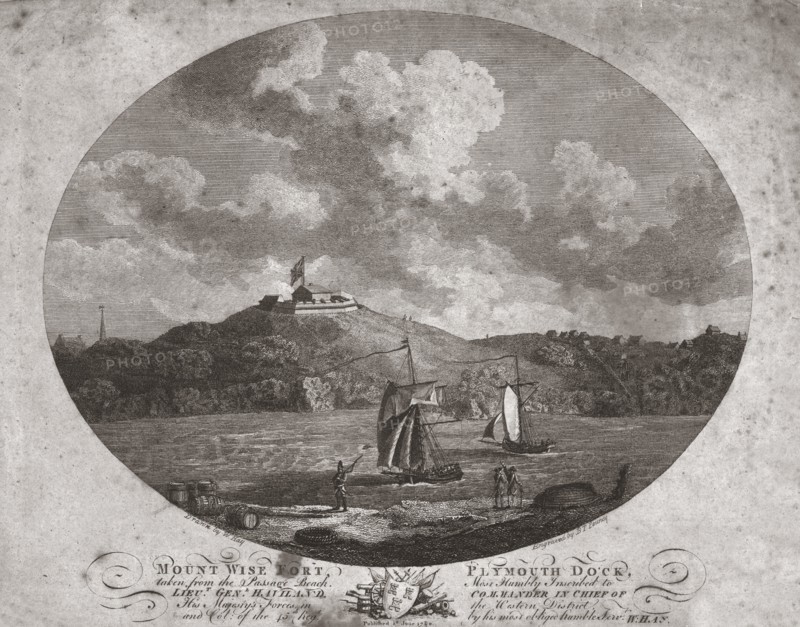 'Mount Wise Fort, Plymouth Dock.', 1780. Artist: Benjamin Thomas Pouncy.