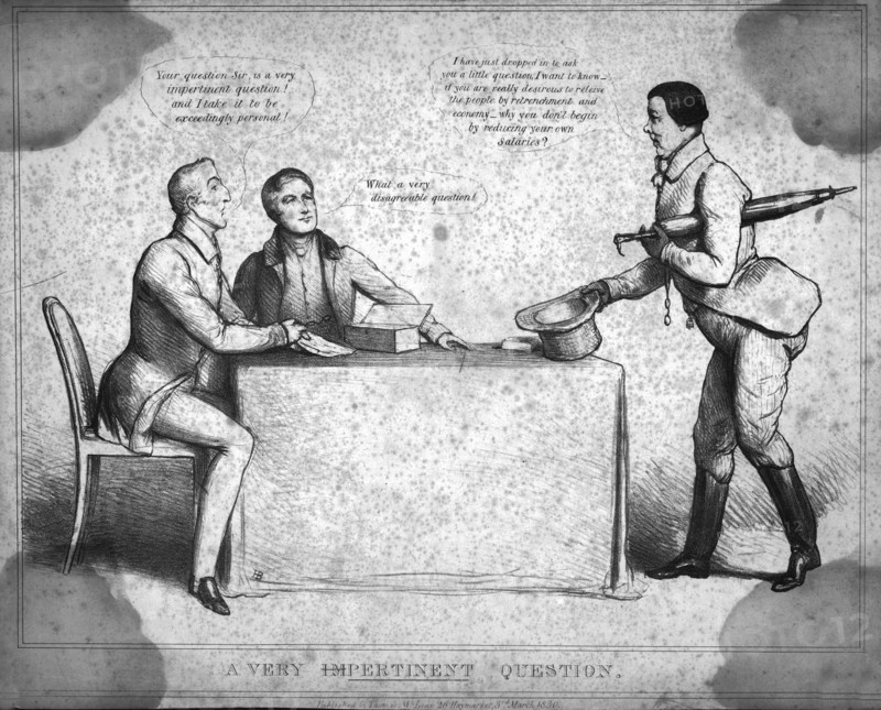 'A Very (Im)Pertinent Question.', 1830. Artist: Unknown.