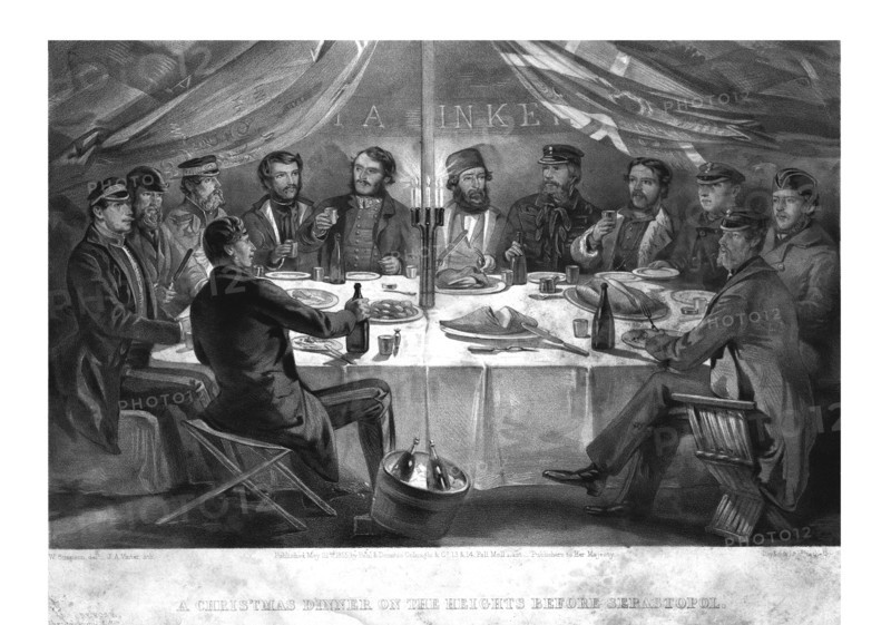 'A Christmas Dinner on the Heights before Sebastopol.', 1855. Artist: John Alfred Vinter.
