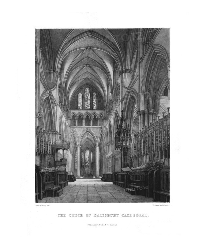 'The Choir of Salisbury Cathedral', (c19th century). Artist: W Gray Junior.