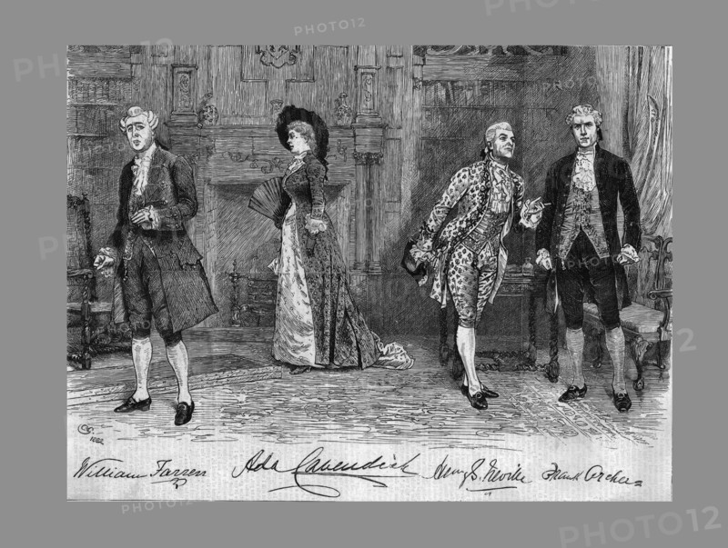 School for Scandal play at the Vaudeville Theatre, 1882. Artist: Unknown.