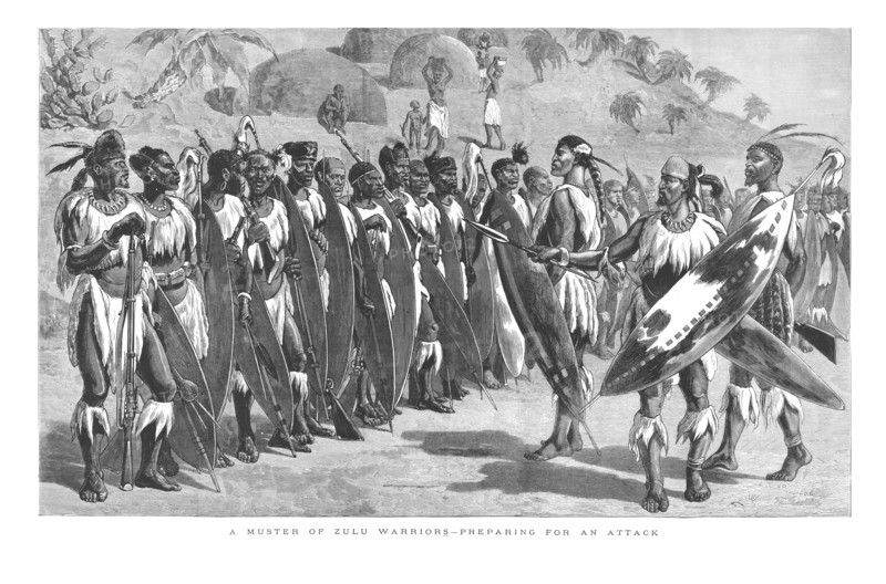 'A Muster of Zulu Warriors - Preparing for an Attack.', 1879. Artist: Unknown.