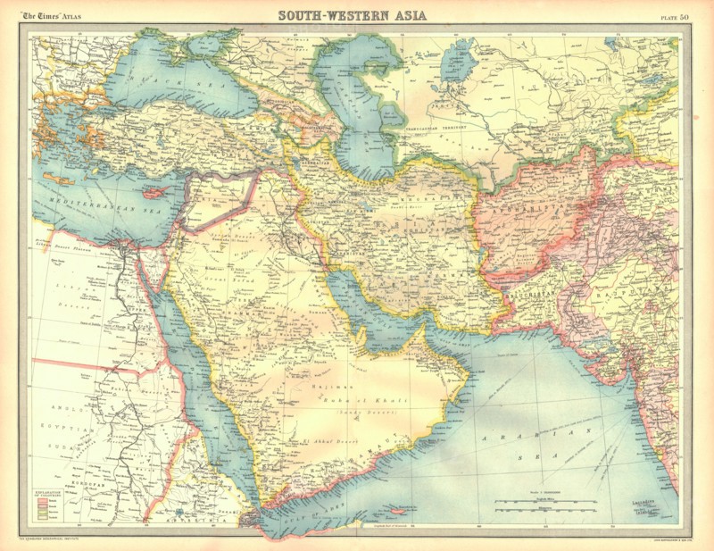 Political map of South Western Asia. Artist: Unknown.