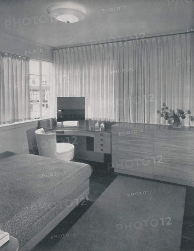 'Simple and practical lines characterise this bedroom', 1942.  Artist: Unknown.