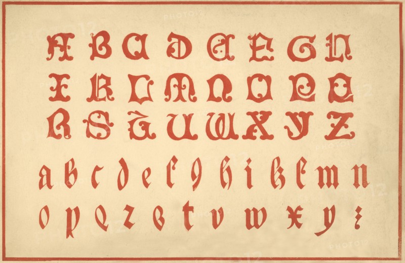 Alphabet, letters A-Z, upper and lower case Artist: Unknown.