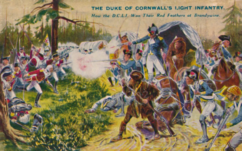 'The Duke of Cornwall's Light Infantry...at Brandywine', 1777, (1939). Artist: Unknown.