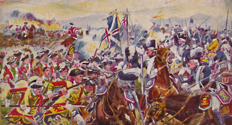 'The King's Own Yorkshire Light Infantry. The Battle in the Rosefields at Minden', 1759, (1939). Artist: Unknown.