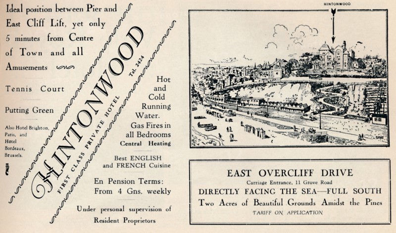 'Hintonwood - First Class Private Hotel', 1929. Artist: Unknown.