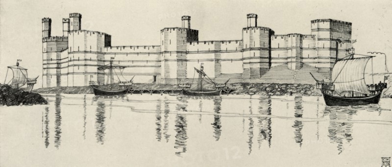 'Exterior of Caernarvon Castle, North Wales', (1931). Artist: Charles Henry Bourne Quennell.