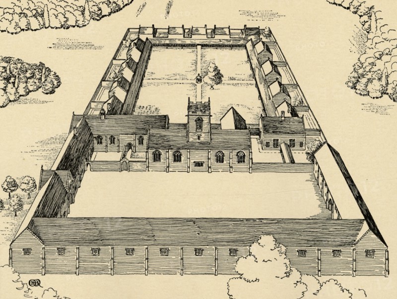 'Bird's-eye view of Carthusian Monastery', (1931). Artist: Charles Henry Bourne Quennell.