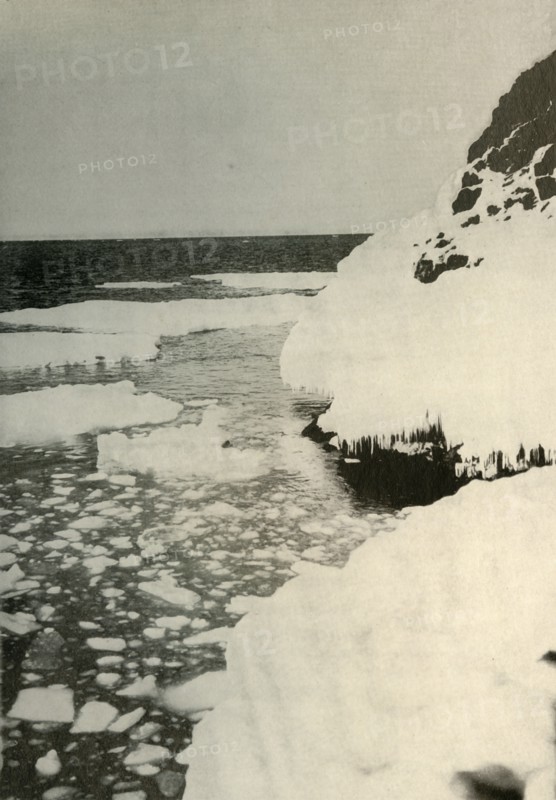 'The First Landing-Place, Showing Bay Ice Breaking Out and Drifting Away North', 1908, (1909). Artist: Unknown.