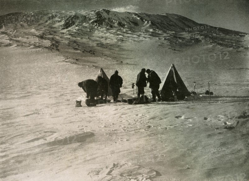 'The Camp 7000 Feet Up Mount Erebus', 1908, (1909). Artist: Unknown.