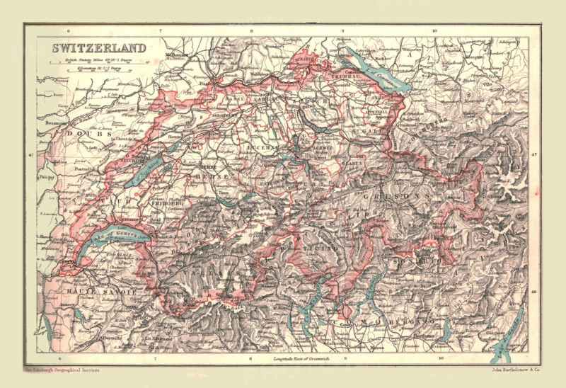 Map of Switzerland, 1902. Creator: Unknown.