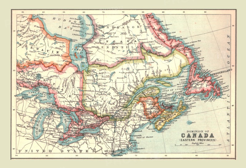 Map of the Dominion of Canada, Eastern Provinces, 1902.  Creator: Unknown.