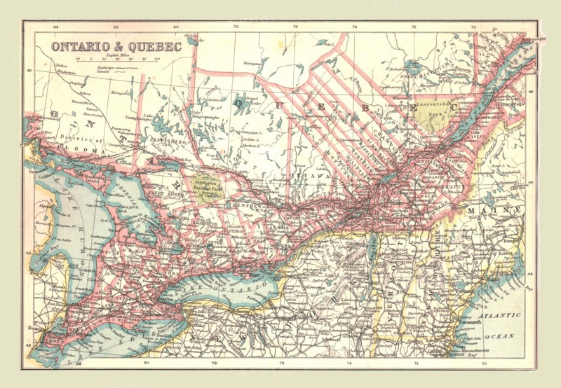 Map of Ontario and Quebec, 1902.  Creator: Unknown.