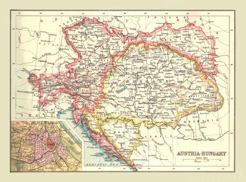 Map of Austria-Hungary, 1902. Creator: Unknown.