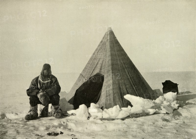'Marshall Outside a Tent, at the Camp', c1908, (1909).  Artist: Unknown.