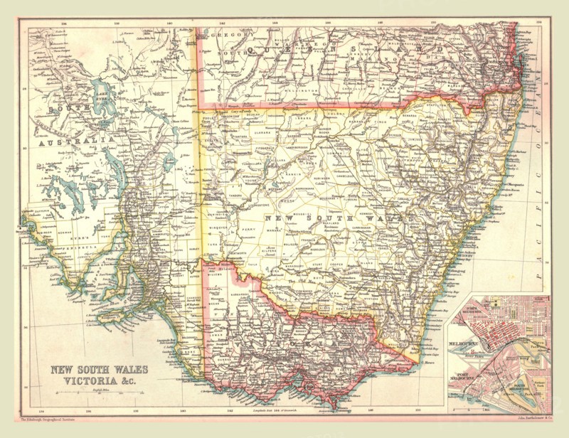 Map of New South Wales and Victoria, 1902.  Creator: Unknown.