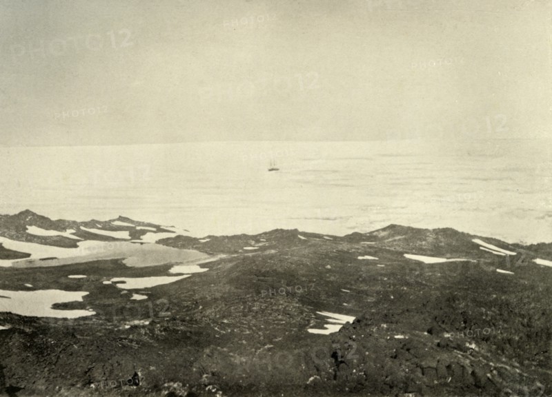 'View from High Hill...The Ship in Loose Pack', c1908, (1909).  Artist: Unknown.