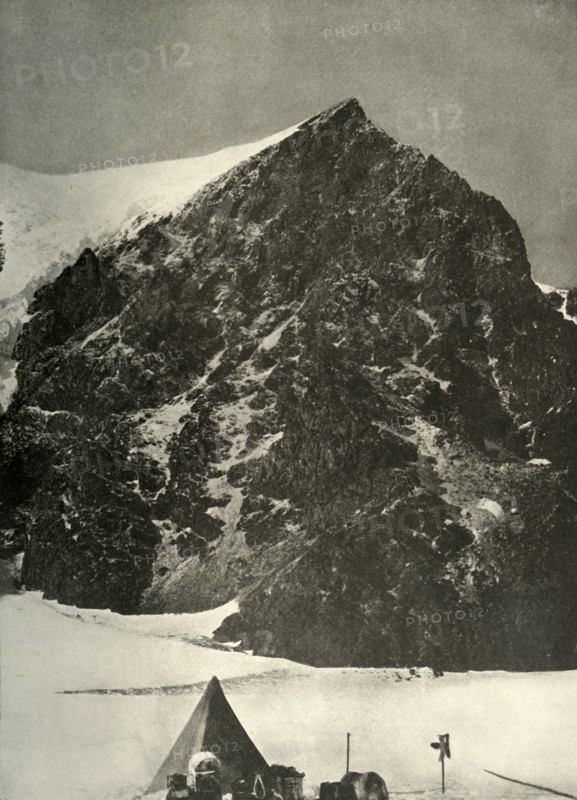 'Camp on December 17 on the Ferrar Glacier below Sentinel Rock', 1908, (1909). Artist: Unknown.