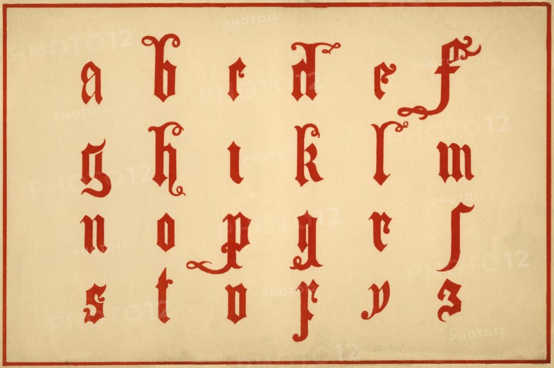 Alphabet, letters a-z, lower case. Artist: Unknown.