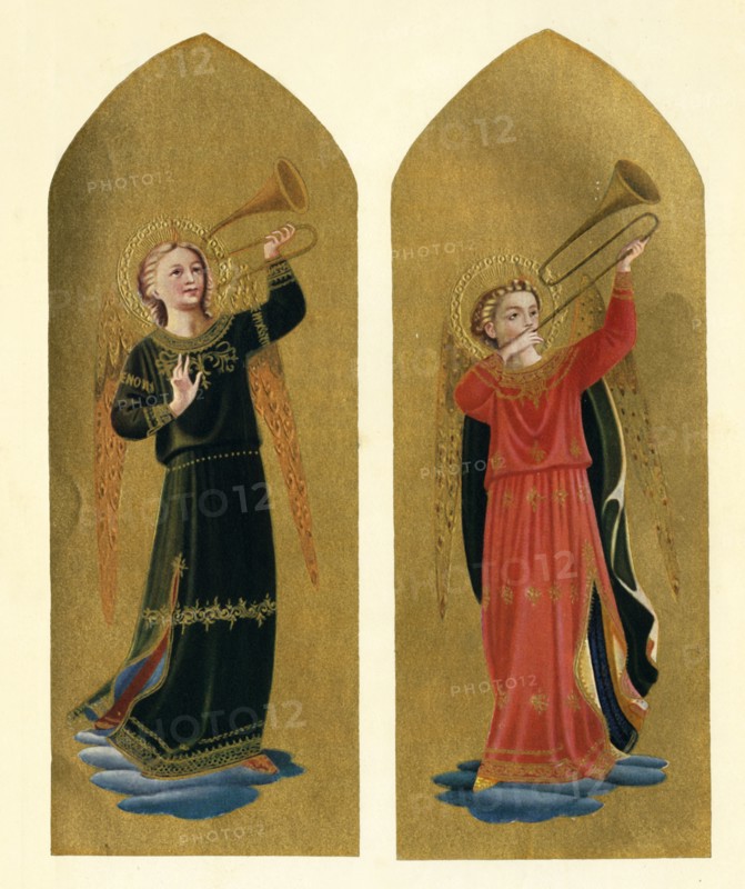 'Two Angels with Trumpets', 15th century, (c1909). Artist: Fra Angelico.