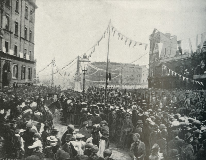 'The Royal Procession: The Royal Horse Artillery Passing St. George's Circus, Borough', 1897. Artist: E&S Woodbury.