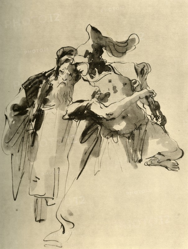 'A Soldier and an Old Man', mid 18th century, (1928). Artist: Giovanni Battista Tiepolo.