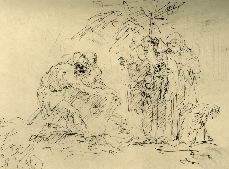 'The Opening of a Grave', mid 18th century, (1928).  Artist: Giovanni Battista Tiepolo.