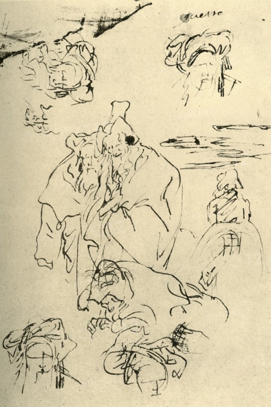 'Figures and heads of Orientals', mid 18th century, (1928). Artist: Giovanni Battista Tiepolo.