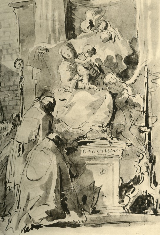 'Madonna enthroned and two Bishops', mid 18th century, (1928). Artist: Giovanni Battista Tiepolo.