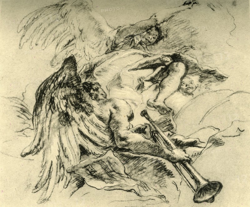 'Group of Angels', c1754, (1928). Artist: Giovanni Battista Tiepolo.