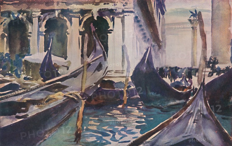 'Gondolas by the Piazzetta', c1904, (1925). Creator: John Singer Sargent.