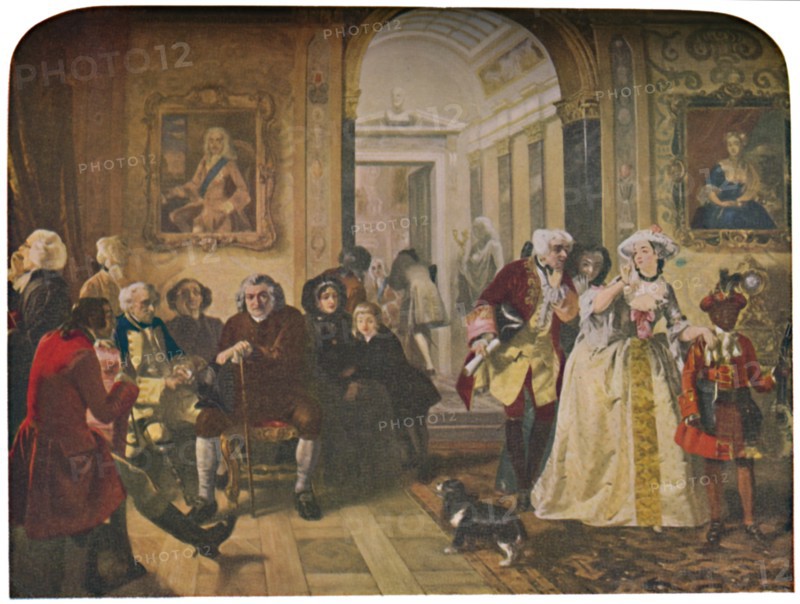 'Dr. Johnson in the Ante-Room of Lord Chesterfield, Waiting for an Audience, 1748', (1845), (c1950). Creator: Edward Matthew Ward.
