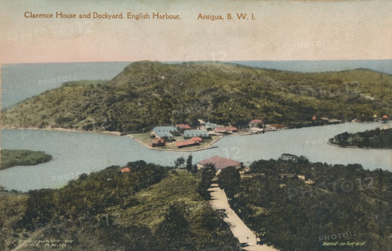 'Clarence House and Dockyard, English Harbour. Antigua, B.W.I.', early 20th century. Creator: Jose Anjo.