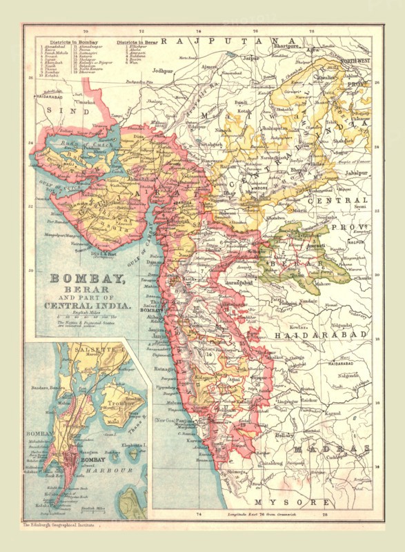Map of Bombay, Berar, and part of Central India, 1902.   Creator: Unknown.
