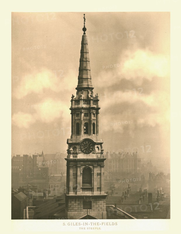 'St Giles-in-the-Fields, The Steeple', mid-late 19th century. Creator: Unknown.