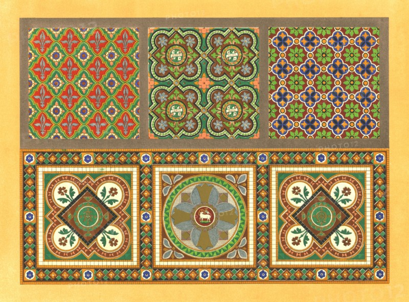 Encaustic tiles, 19th century. Creator: Unknown.