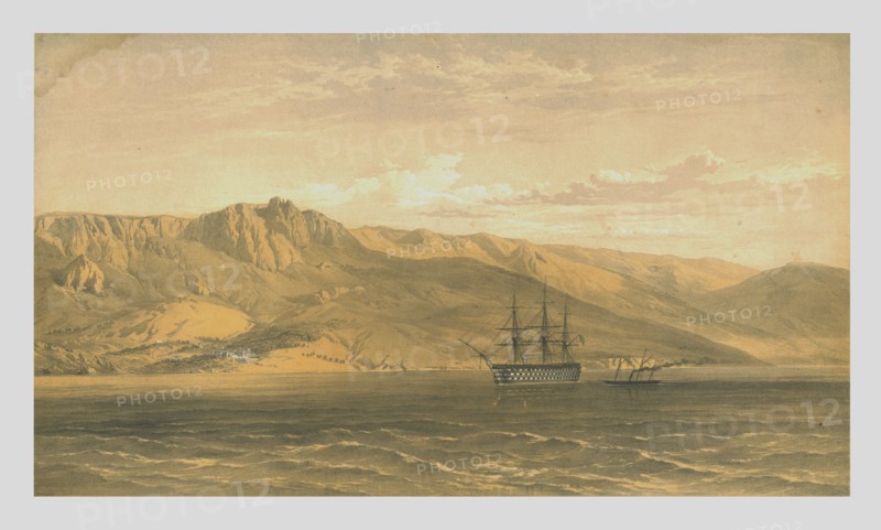 'Prince Woronzoff's Palace near Yalta on the South Coast of the Crimea', 1854, (1855). Creator: Edmund Walker.