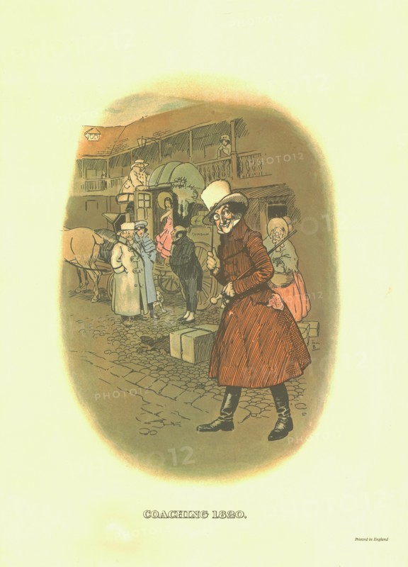 'Coaching, 1820', c1910. Creator: Tom Browne.